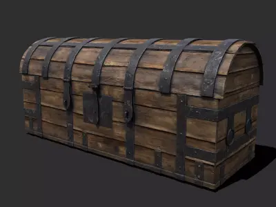 Medieval Chest Iron Bound Decor Low-poly 3D model