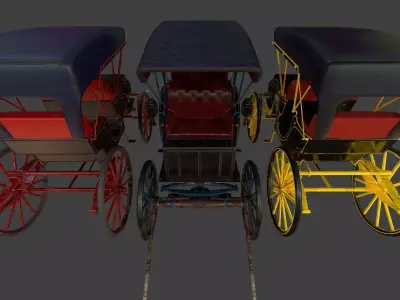 Carriage - Low Poly victorian horse drawn Low-poly 3D model