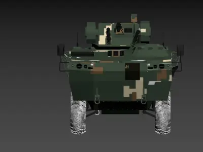 3D model of a military armored vehicle with six wheels 3D model