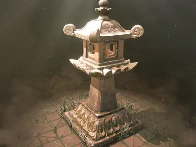 Japanese Shogun Shrine Pillar Low-poly 3D model