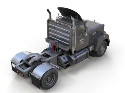 SuperLiner single axle semitruck Low-poly 3D model