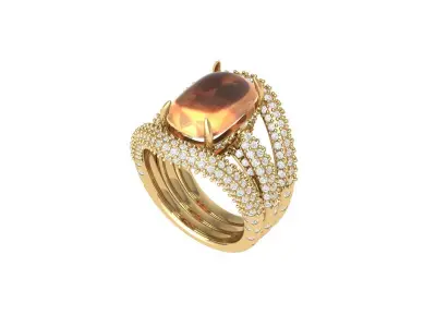 Cushion Art deco Ring 3D print model 5