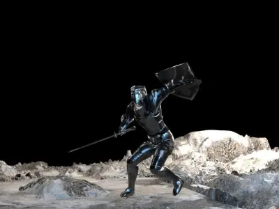 Animated paladin in Blender Low-poly 3D model