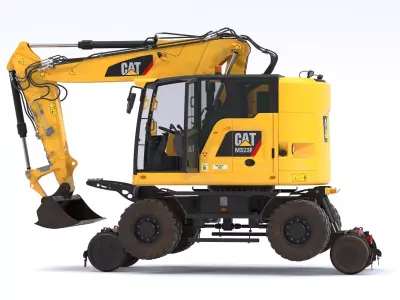 M323F Railroad Wheeled Excavator 3D model