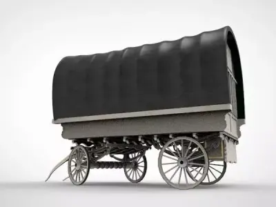 fantasy caravan cart Low-poly 3D model