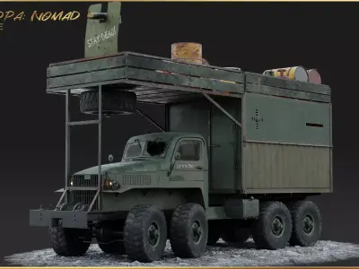 PBR-GrandPa Nomad-PostApocalyptic Truck Low-poly 3D model