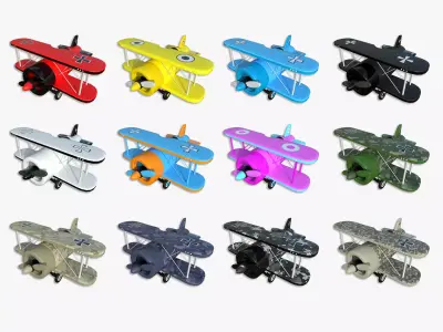 12 Airplane Cartoon A Collection - Classic Aircraft 3D Model Pack