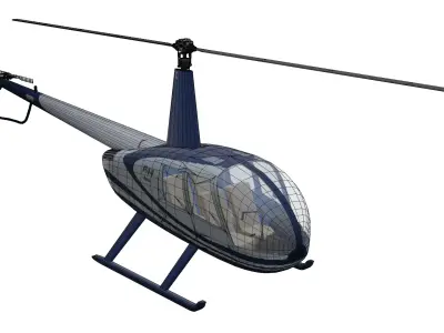 Helicopter Robinson R44 Low-poly 3D model