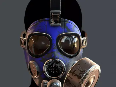 Gas mask helmet 3d model scifi Low-poly  Low-poly 3D model 8