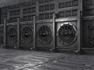 Ventilator metal room Low-poly 3D model