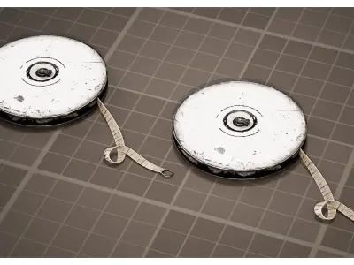 Vintage Scratched Round Metal Measuring Tape Reel 3D model