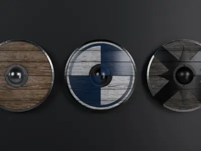 Medieval shield pack 3 in 1 Low-poly 3D model