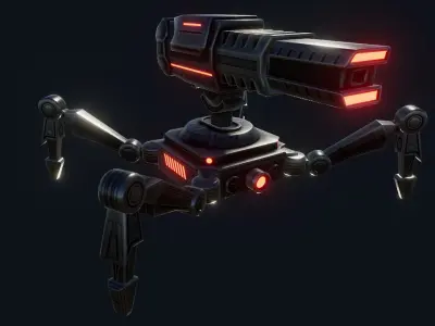 SciFi Turret Gun Insect Low-poly 3D model