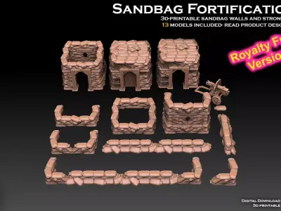 Sandbag Fortifications ROYALTY FREE VERSION 3D print model purchase