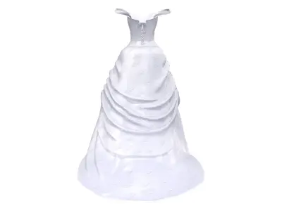 Off Shoulder Strap Ball Gown Wedding Dress Low-poly 3D model