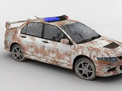 Destroyed Police Car 3D model