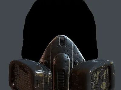 Gas mask helmet 3d model scifi  Low-poly 3D model 18