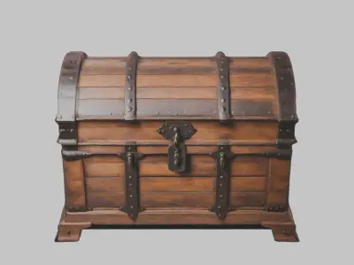 Wooden Chest Low-poly 3D model