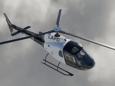Low Poly PBR Police Eurocopter AS350 Low-poly 3D model