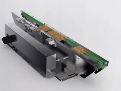 Width adjustable double belt assembly line 3D model