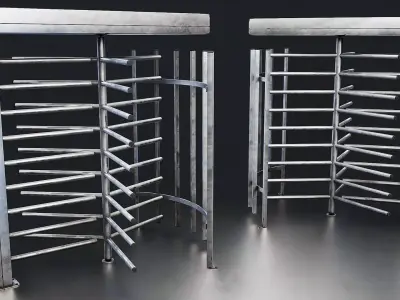 Industrial Turnstile Gate 3D Model Low-poly 3D model