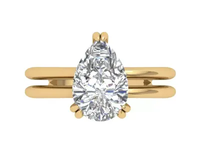 Pear Solitaire Ring 3D print model shop