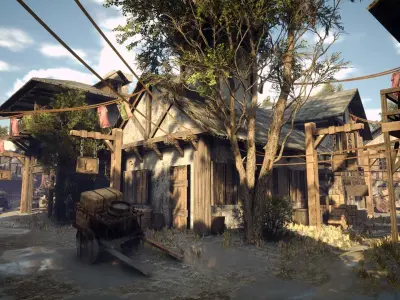 Game ready Medieval Village Low-poly 3D model