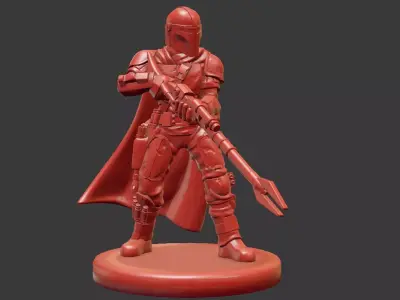 Mandalorian Warrior 3D Printable and Game Ready 3D print model