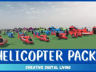 Helicopter Packs Low-poly 3D model