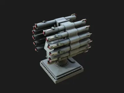 Russian Anti Submarine Launcher RBU-6000 Zapad Low-poly 3D model