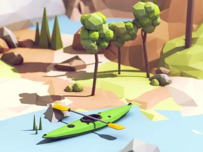 Low Poly Kayak Model Low-poly 3D model