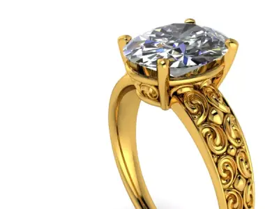 Vintage 2 carat diamond ring hand crafted style design  3D print model