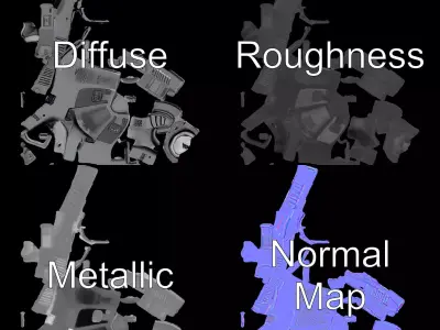 Sleek Black Handgun model pack Low-poly 3D model