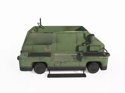 Old style small trailer tractor 3D model