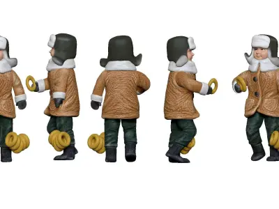 001310 boy in winter jacket and hat with sushki 3D model