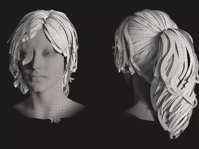 Realistic female hairstyles - pack 4 Low-poly 3D model