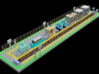 Gear shaft machining production line 3D model