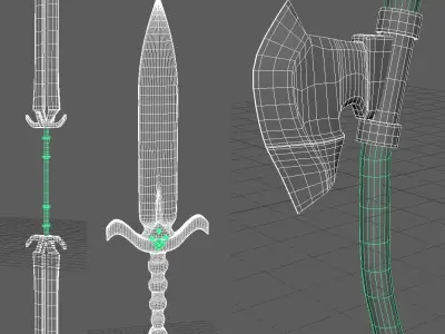 Medieval weapon pack Low-poly 3D model get