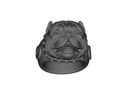 Bully dog ring model 3D printer  jewelry dog 3D print model