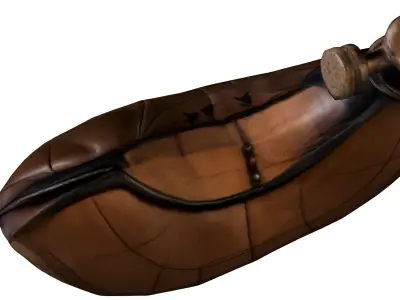 Vintage Leather Powder Horn Low-poly 3D model