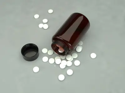 Pill and bottle Low-poly 3D model