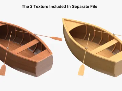 Wooden Rowboat 02 3D model