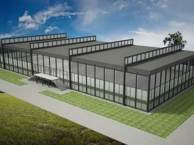Modern Glass Office Building 3D model