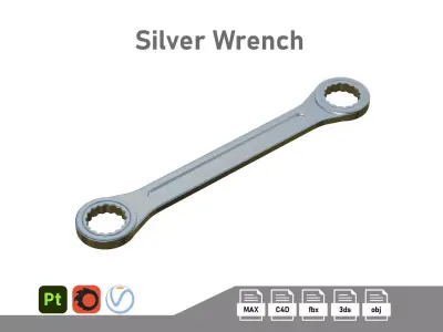 Silver Wrench Low-poly 3D model