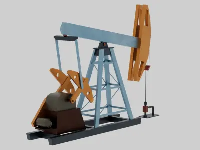 Stylized Oil Drilling Rig Low-poly 3D model