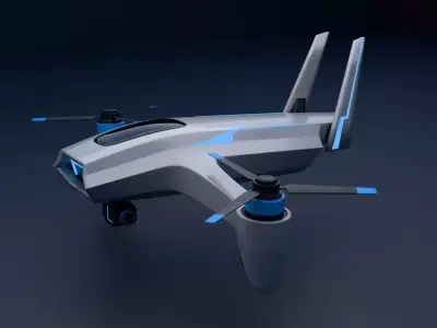 Cyberpunk Drone - Futuristic UAV Sci-Fi 3D Model Low-poly 3D model