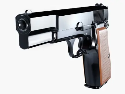 Hi-Power Pistol - Rigged Low-poly 3D model