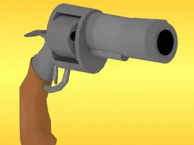 Revolver and bullets Low-poly 3D model