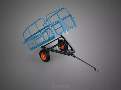 TILTING LIFTER TRAILER CAGE CARGO CART WAGON GARDEN ATVS TRACTOR 3D model