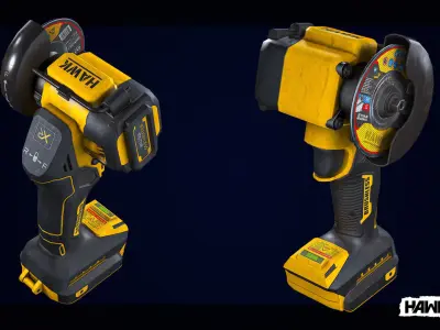 Brushless Cordless Cut-Off Tool Low-poly 3D model